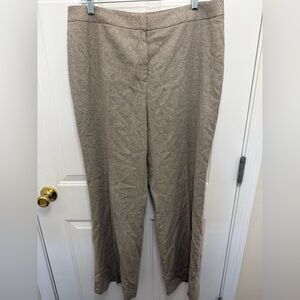 Women’s Lafayette 148 Size 14 Brown Dot Virgin Wool Wide Leg Trouser Work Pants